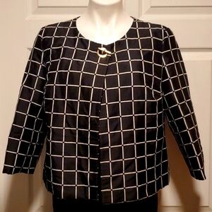 Charter Club Women's Suit Separates Black Printed Blazer - Size Medium